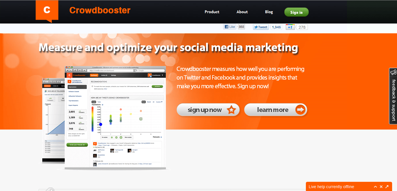 Crowdbooster Screenshot Main Page Crowdbooster Main Page
