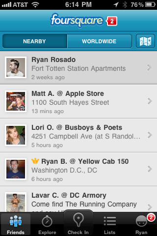Foursquare Mobile App Screenshot